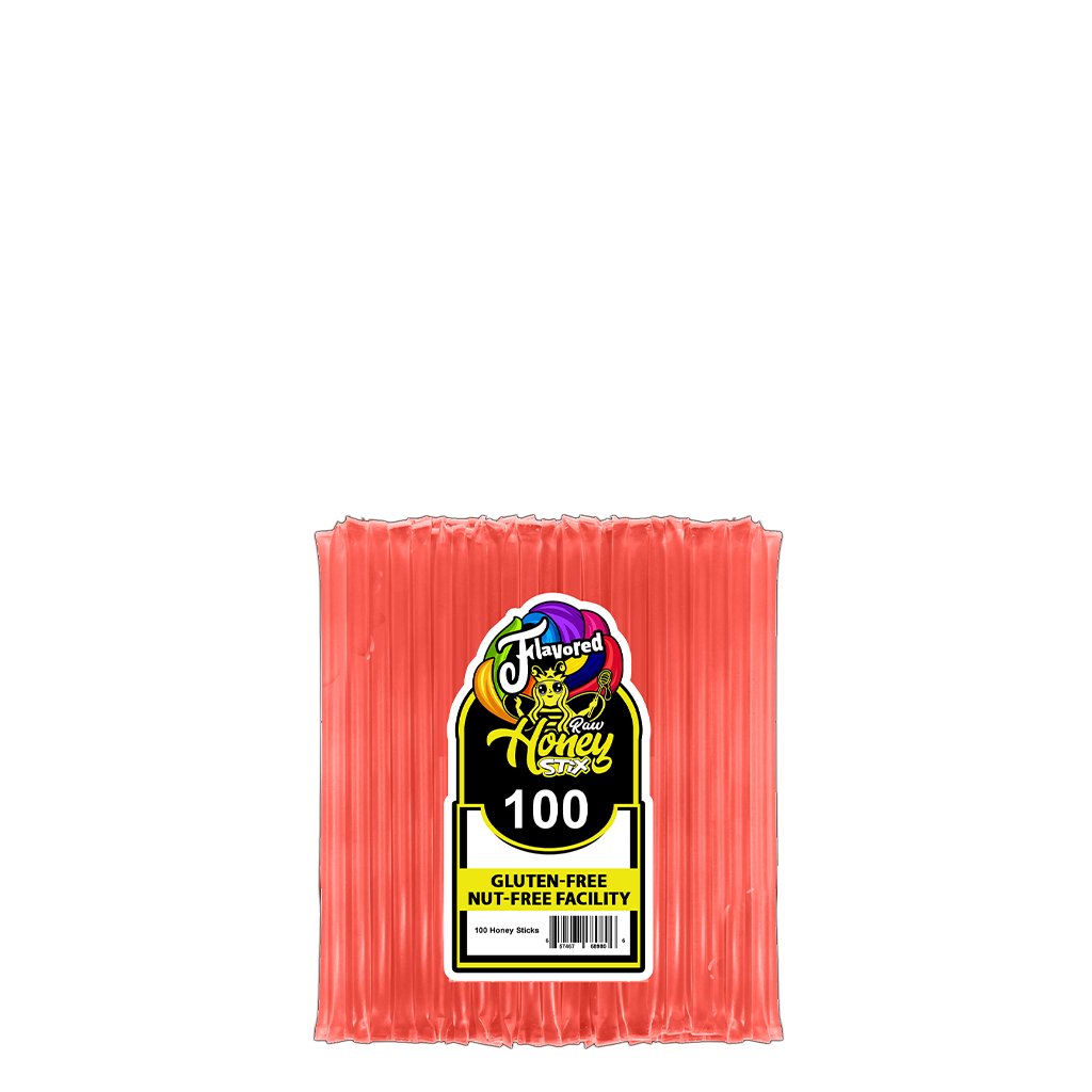 100 Raspberry Honey Stix, Honey Stick, Honey Straw