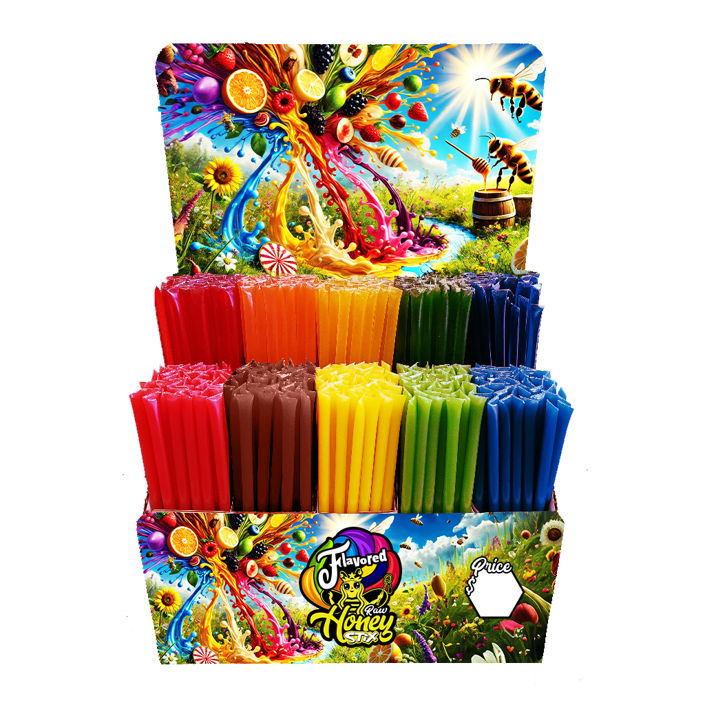 500 Flavored Honey Stix, Honey Stick, Honey Straw Display