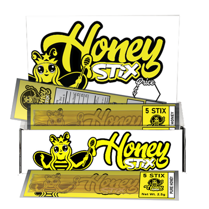 TWENTY - 5 Packs of Pure Honey Stix, Honey Stick, Honey Straw with Display